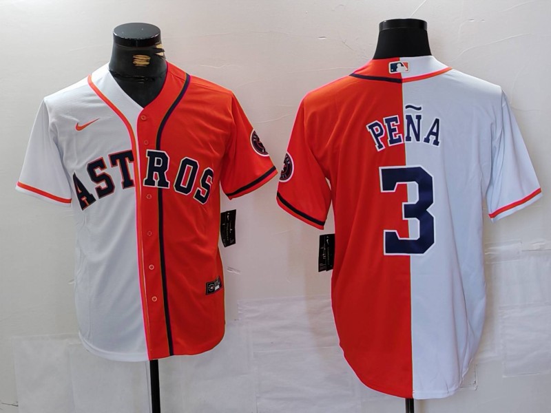 Men's Houston Astros Jeremy Pena #3 White/Orange Limited Jersey